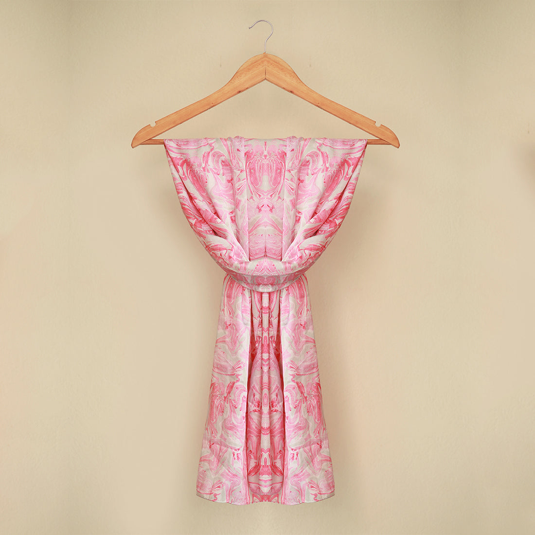 Grey & Pink Marble Print Multipurpose Satin Scarf in Grey and Pink for Daily and Party purpose for Women