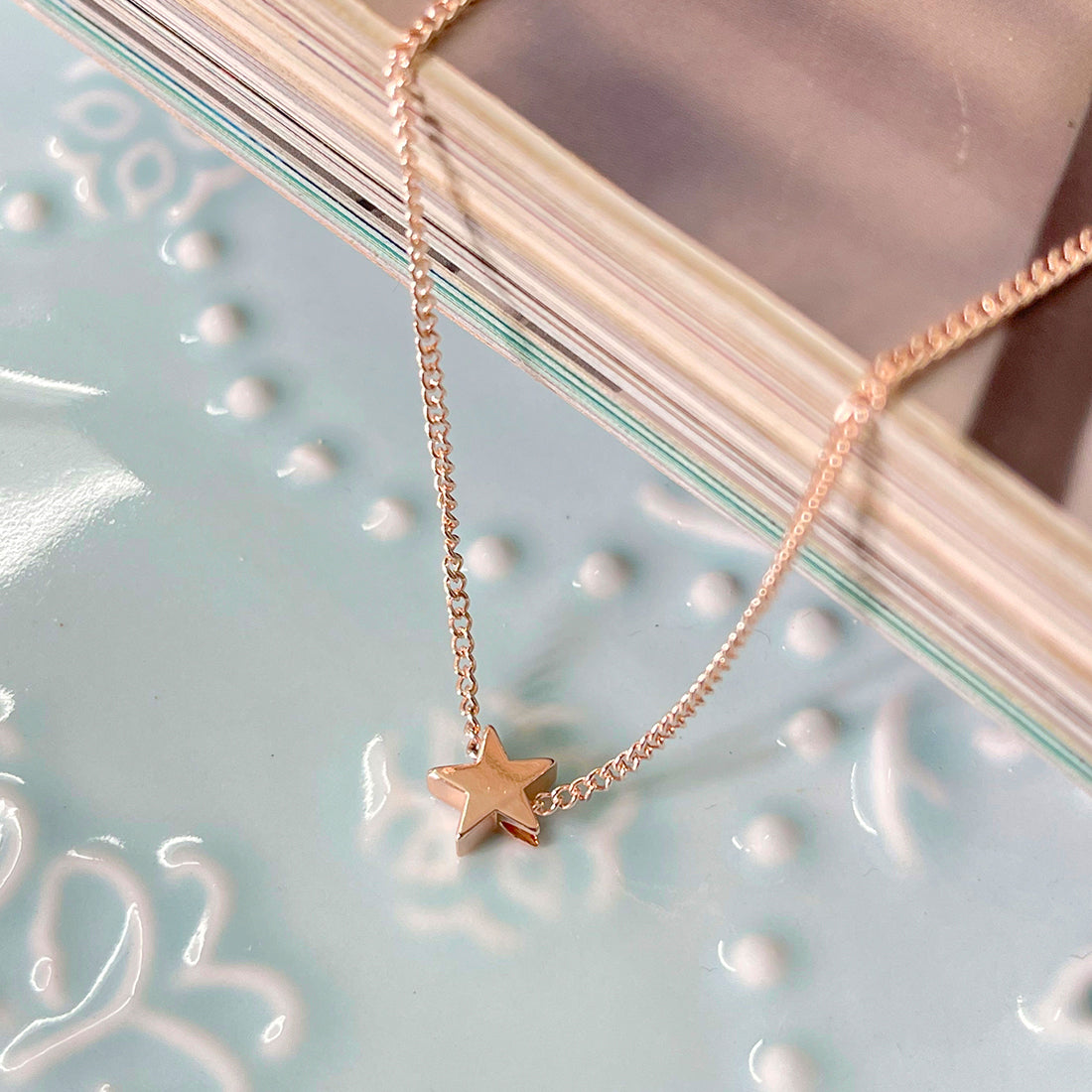 Star Mini Pendant Rose Gold-Toned Dainty Necklace