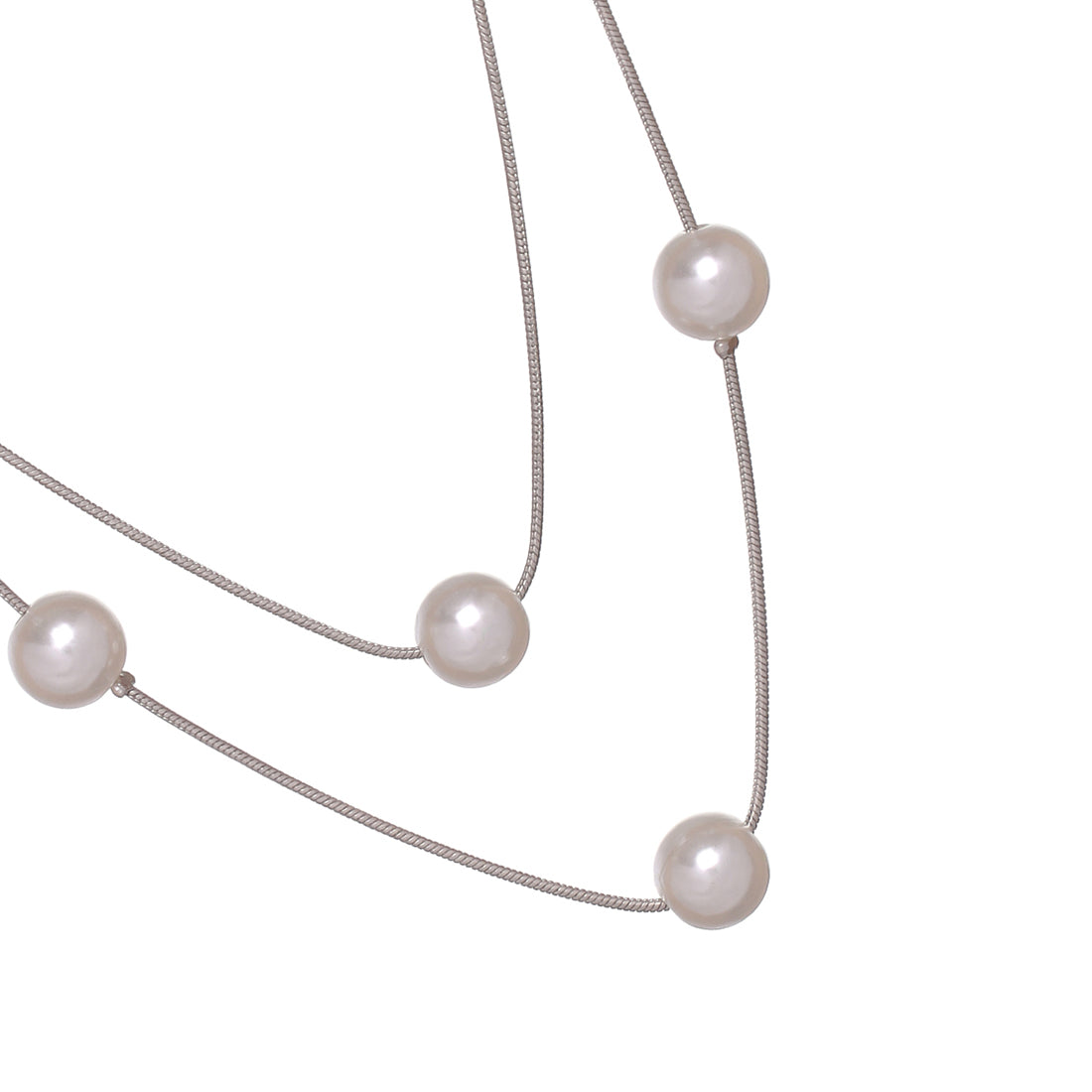 Double -Layered Pearl Silver -Toned Necklace