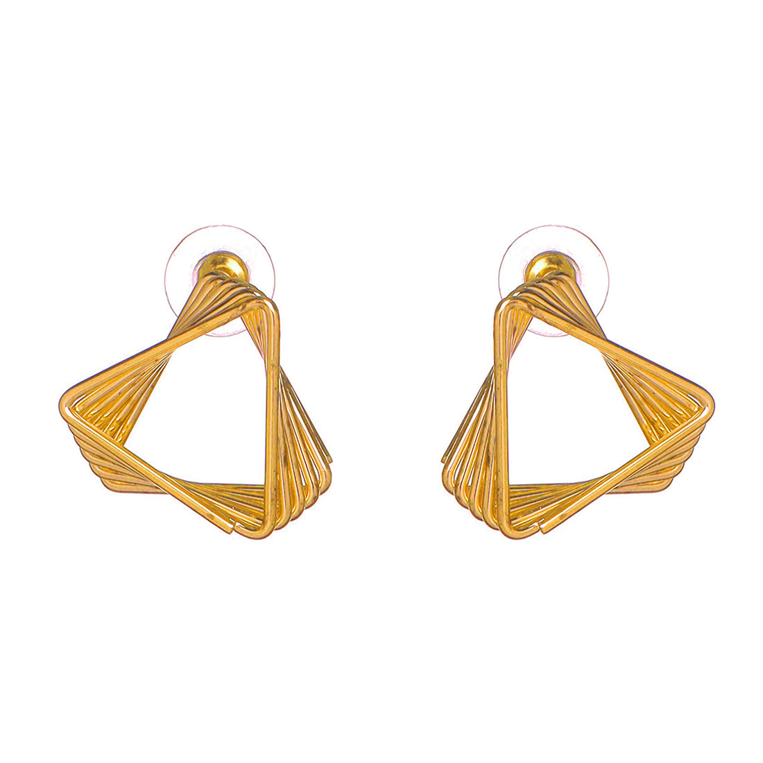 Contemporary Triangle Shape Twisted Stud Earrings