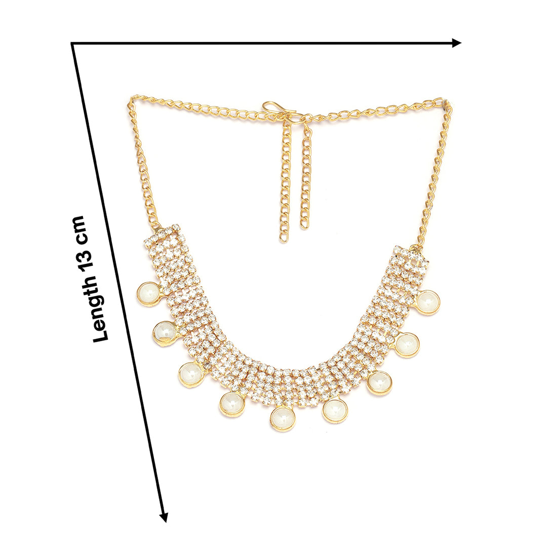 Gold-Toned Five-Row Diamonti And Pearl Drops Necklace