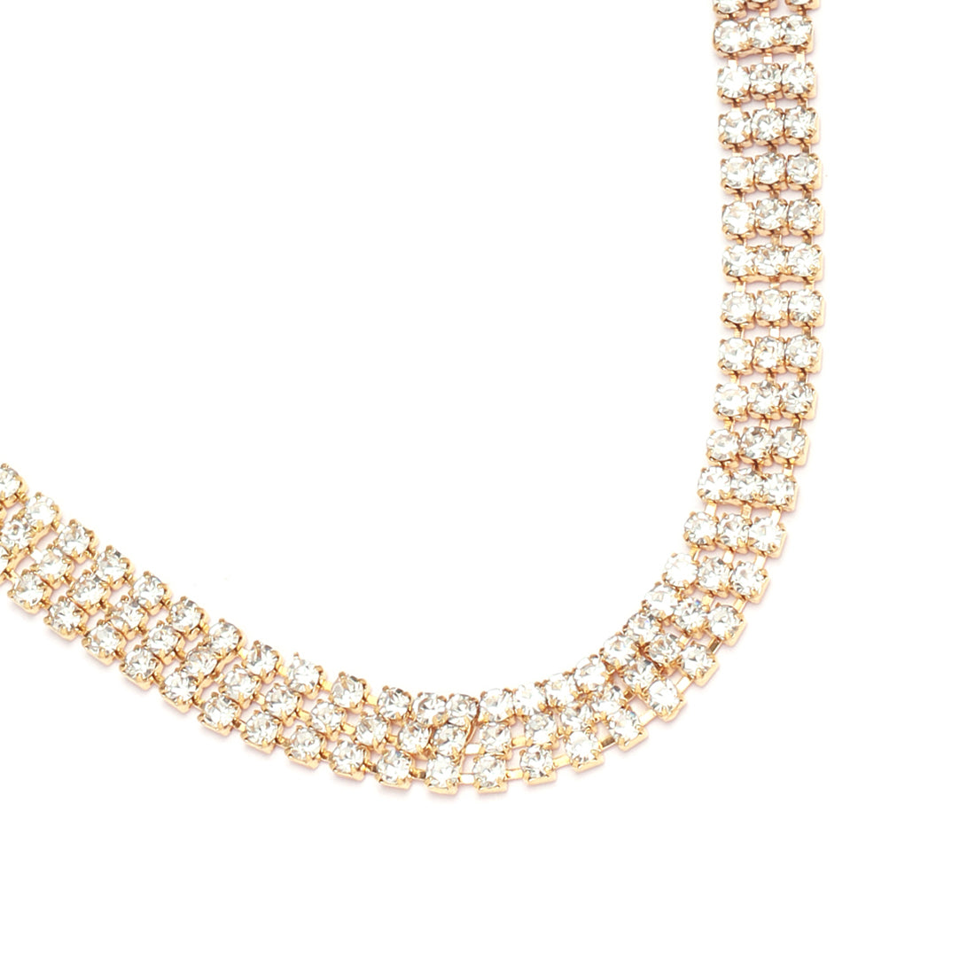 Three-Row Gold Diamonti Choker Necklace