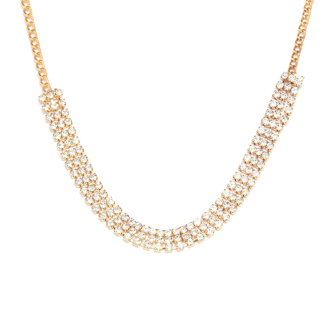 Three-Row Gold Diamonti Choker Necklace