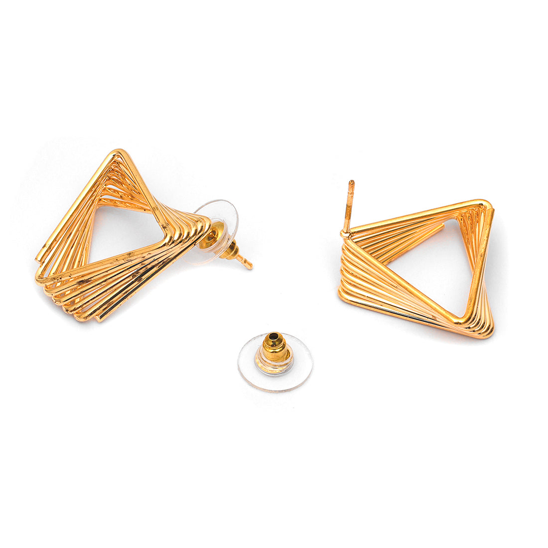 Contemporary Triangle Shape Twisted Stud Earrings