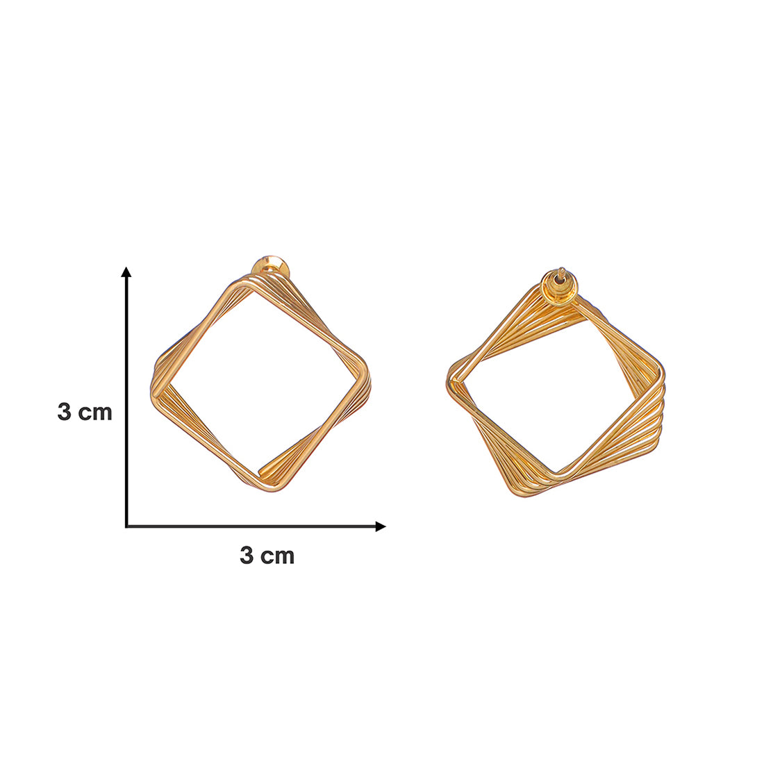 Gold-Toned Layered Geometric Square Stud Earrings