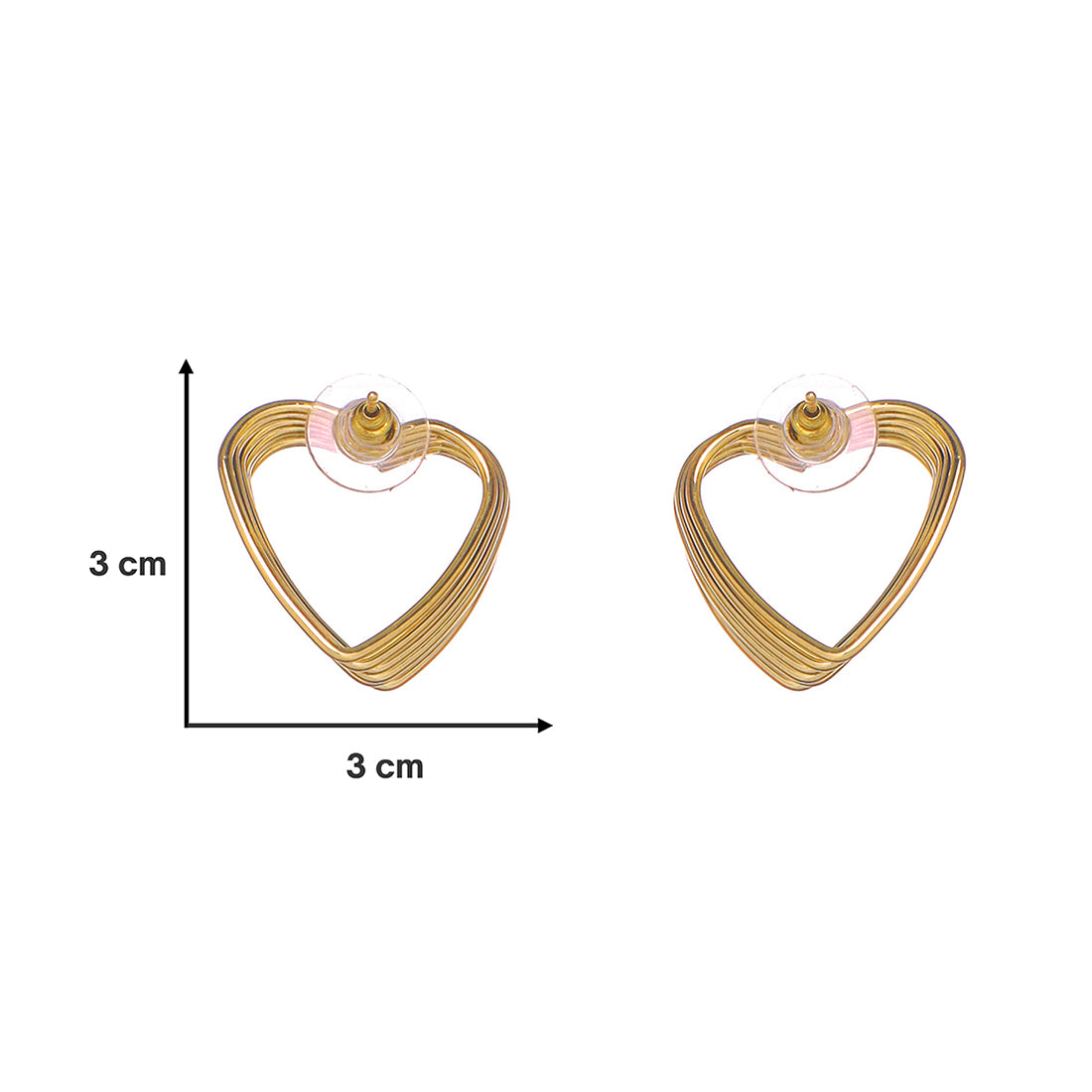 Gold-Toned Layered Geometric Heart Stud Earrings