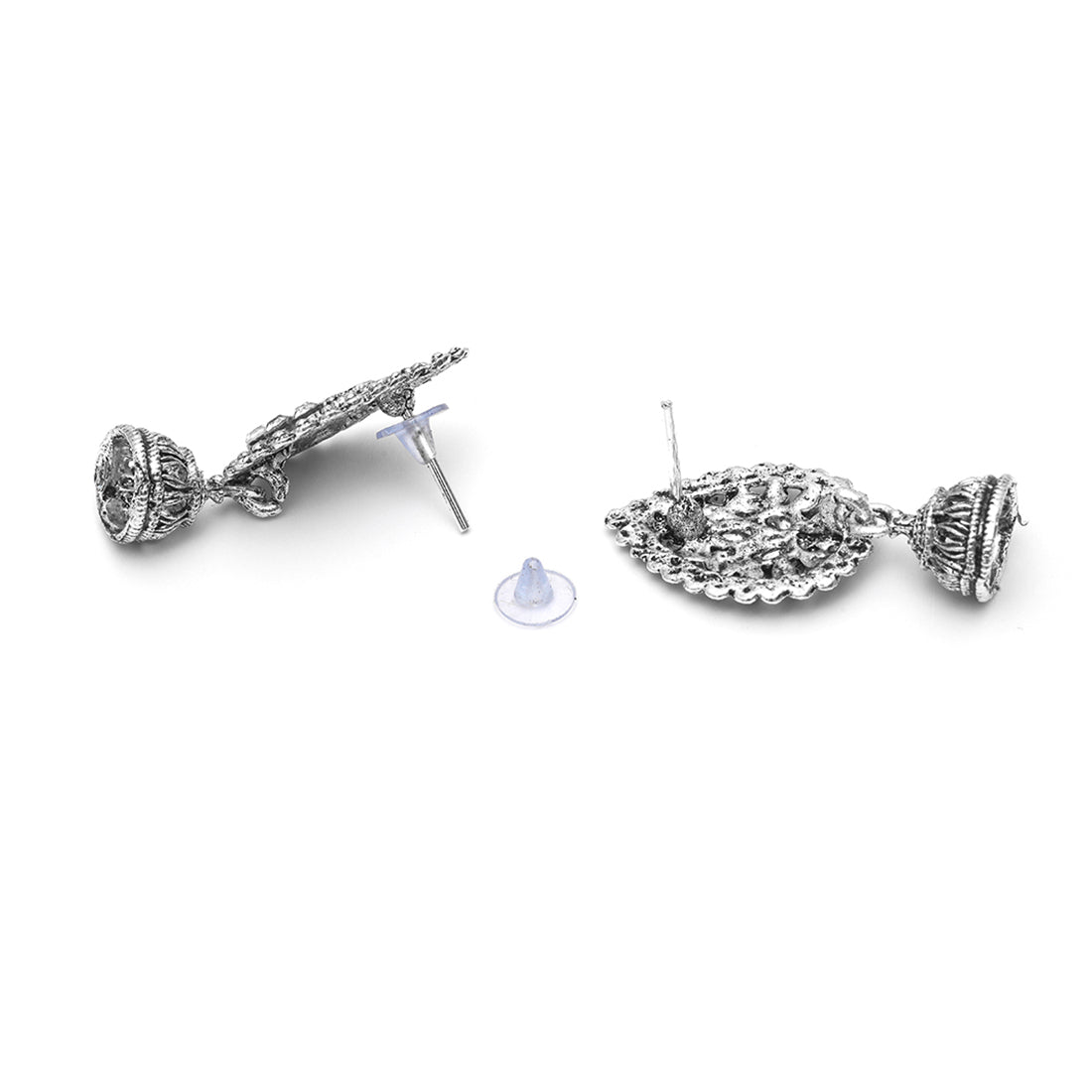 Set Of 3 Ethnic Silver Chambali Earrings With Small Jhumki Danglers