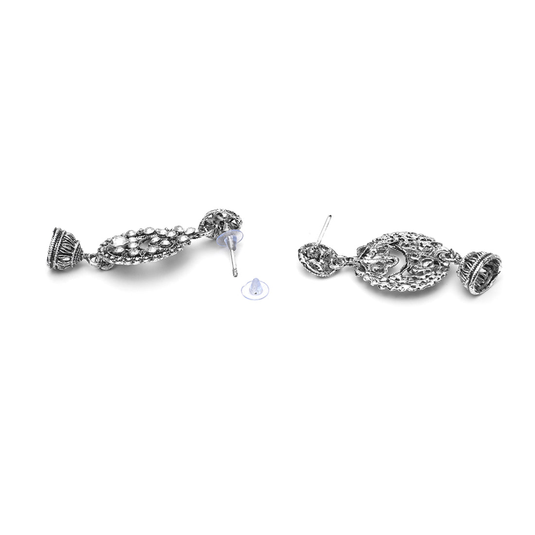 Set Of 3 Ethnic Silver Chambali Earrings With Small Jhumki Danglers