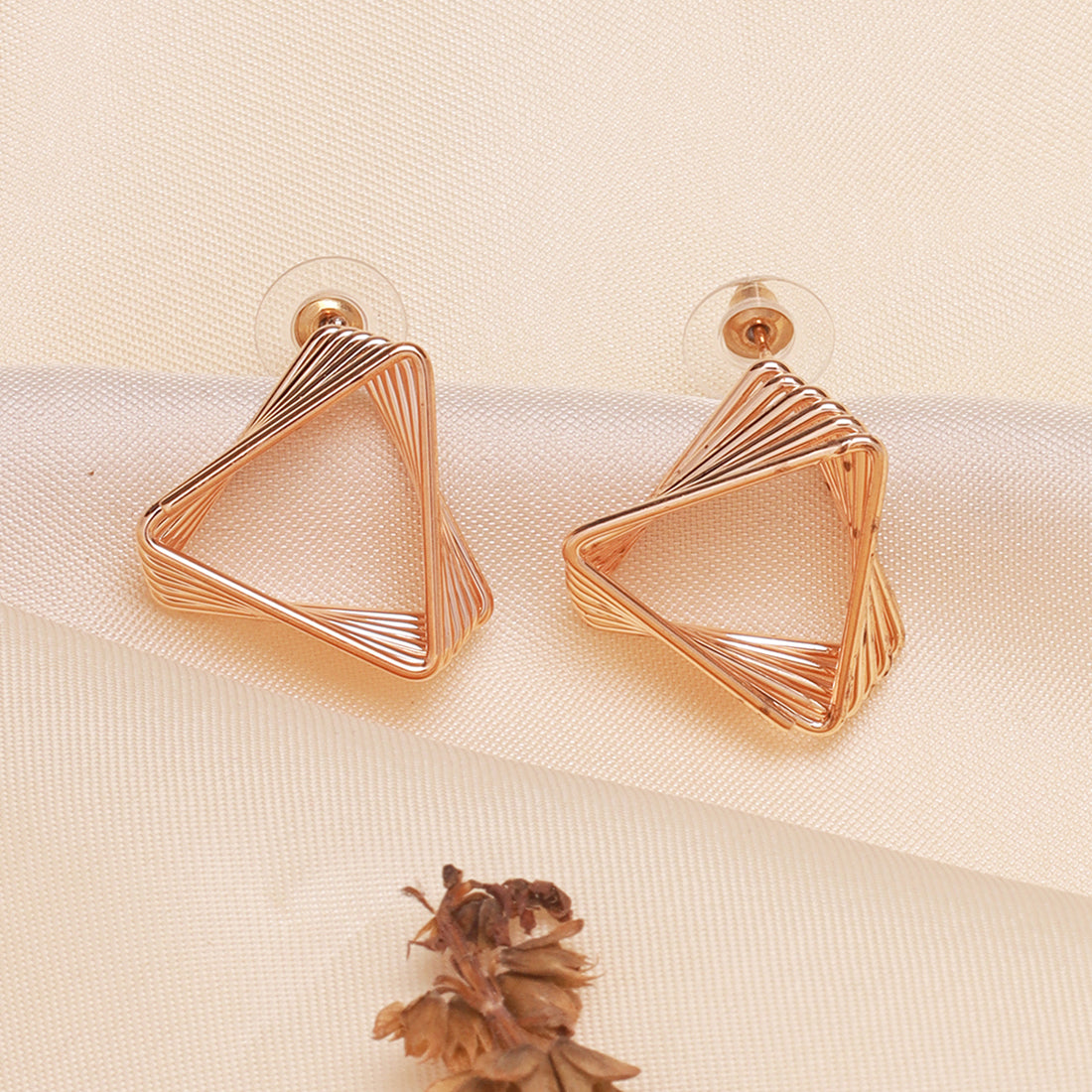 Contemporary Triangle Shape Twisted Stud Earrings