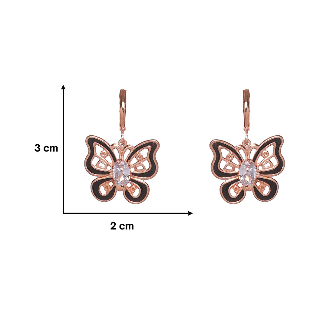 Set of two Silver & Gold Hoop Earrings with Butterfly Dangler