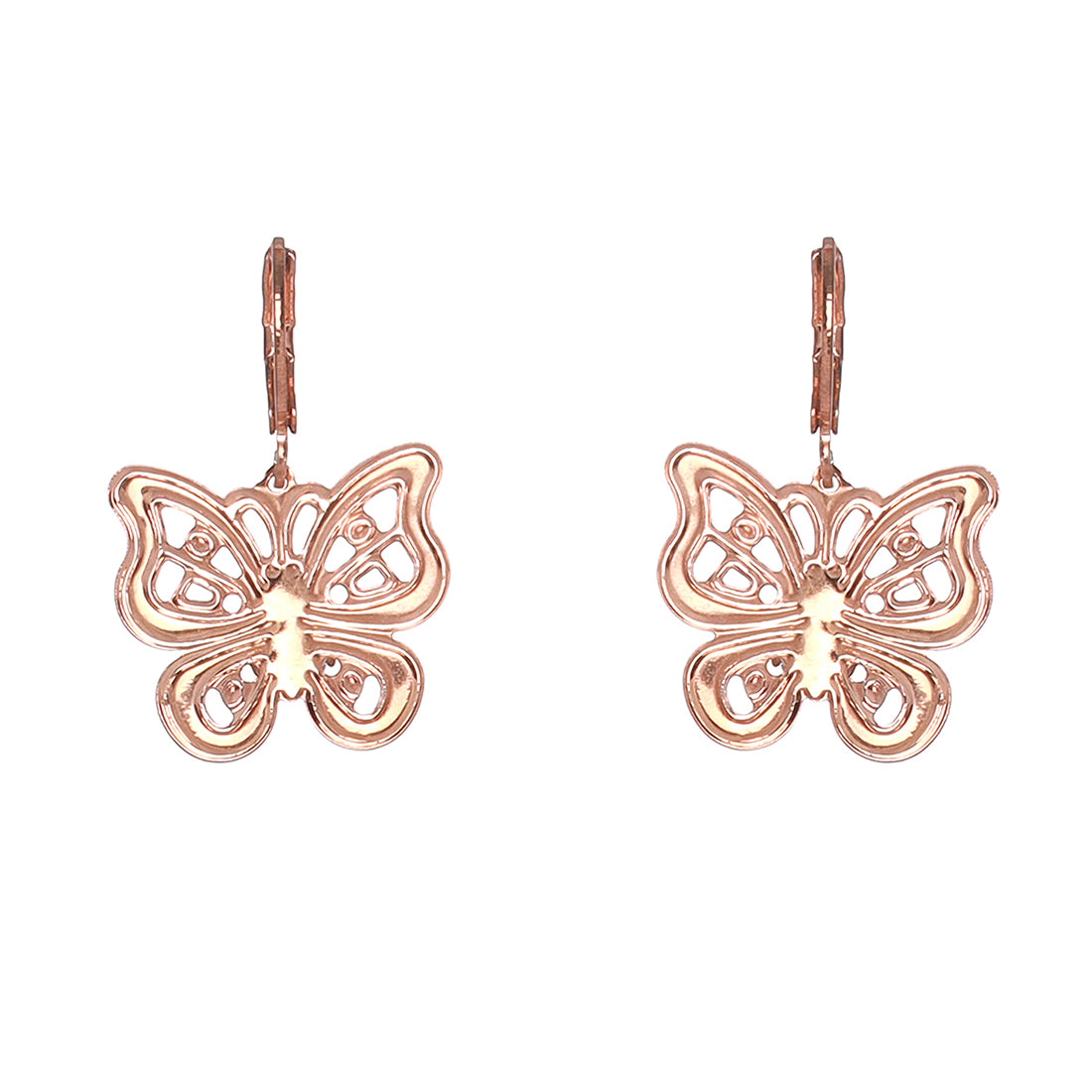 Set of two Silver & Gold Hoop Earrings with Butterfly Dangler