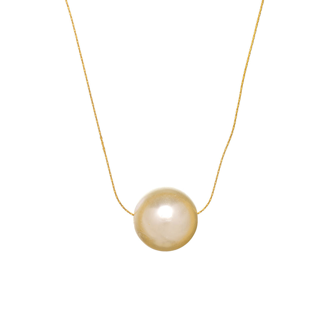 Modern Oversized Pearl Pendant On Gold-Toned Chain