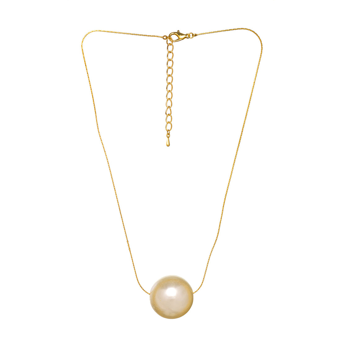 Modern Oversized Pearl Pendant On Gold-Toned Chain