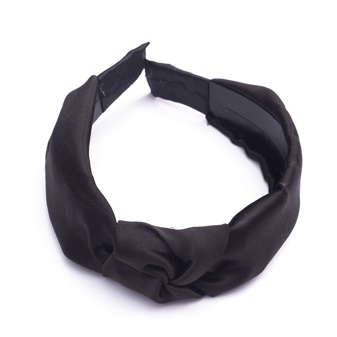 Set Of 2 Chic Beige And Black Satin Hairband With Elegant Top Knot