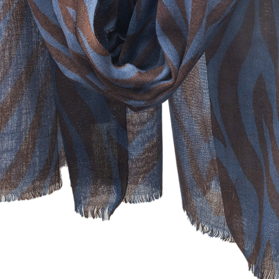 Ayesha Chic And Bold Blue And Brown Zebra Stripe Woolen Scarf