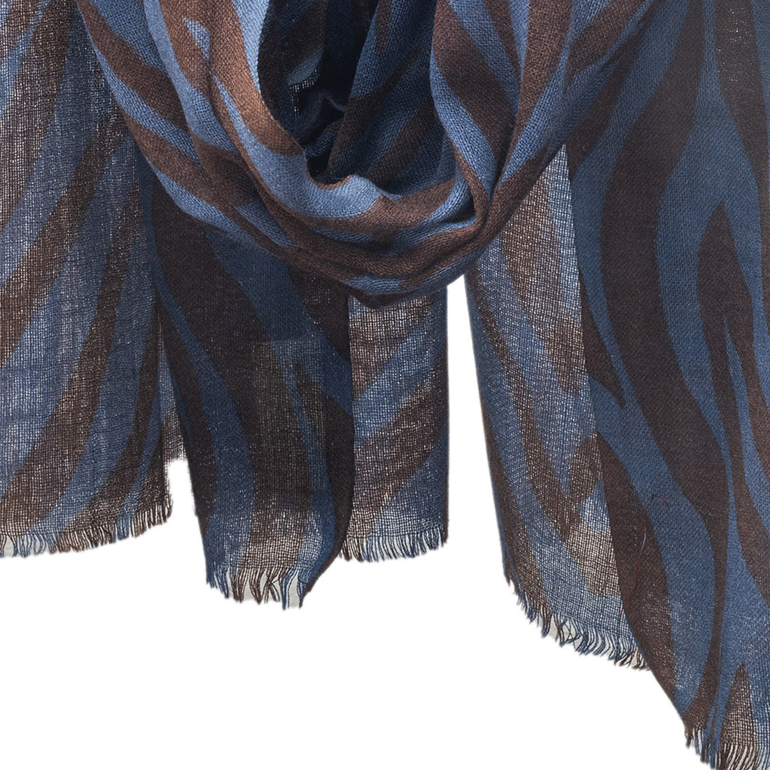 Ayesha Chic And Bold Blue And Brown Zebra Stripe Woolen Scarf