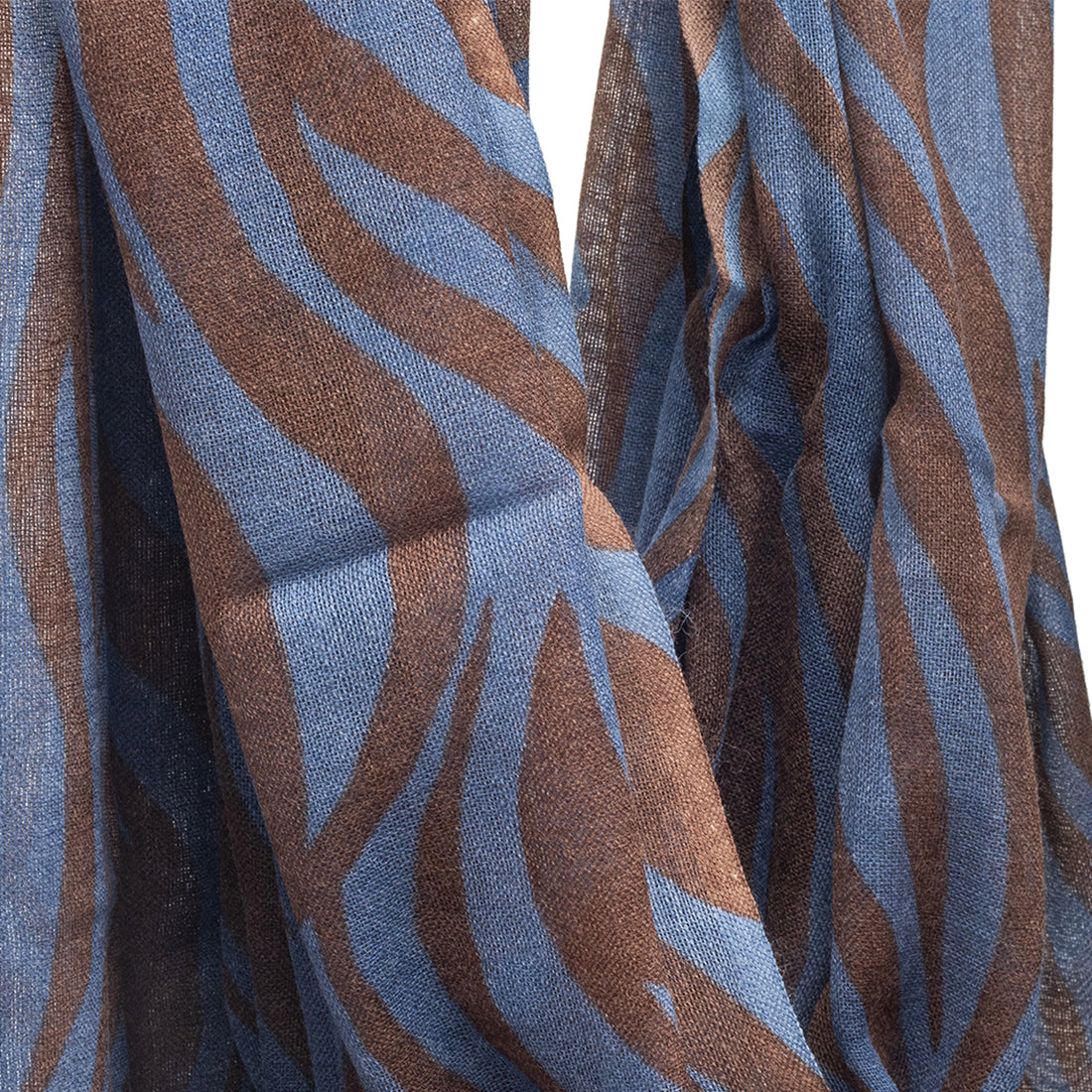 Ayesha Chic And Bold Blue And Brown Zebra Stripe Woolen Scarf