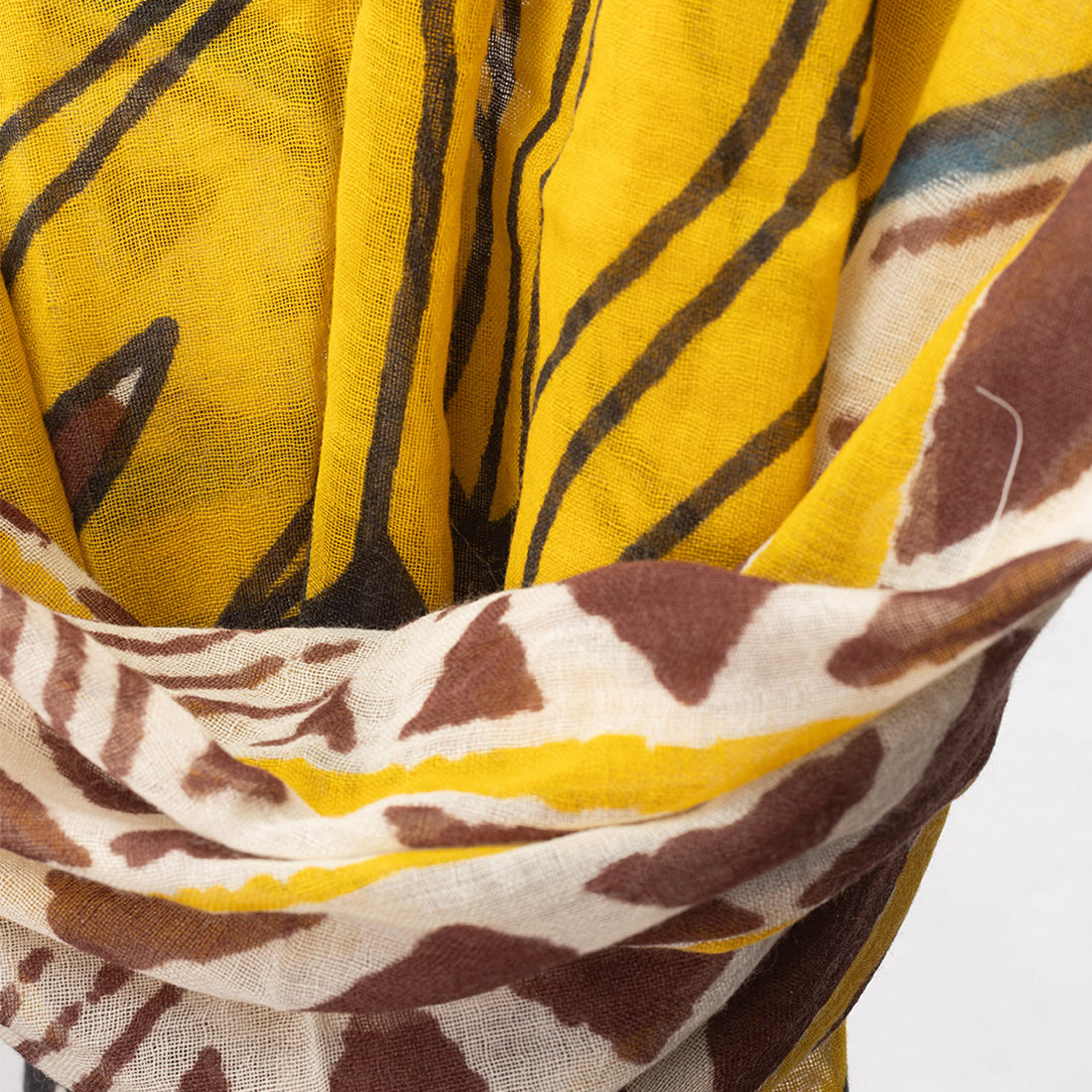 Gold Sequin-Embellished Woolen Scarf In Yellow, Beige, And Brown