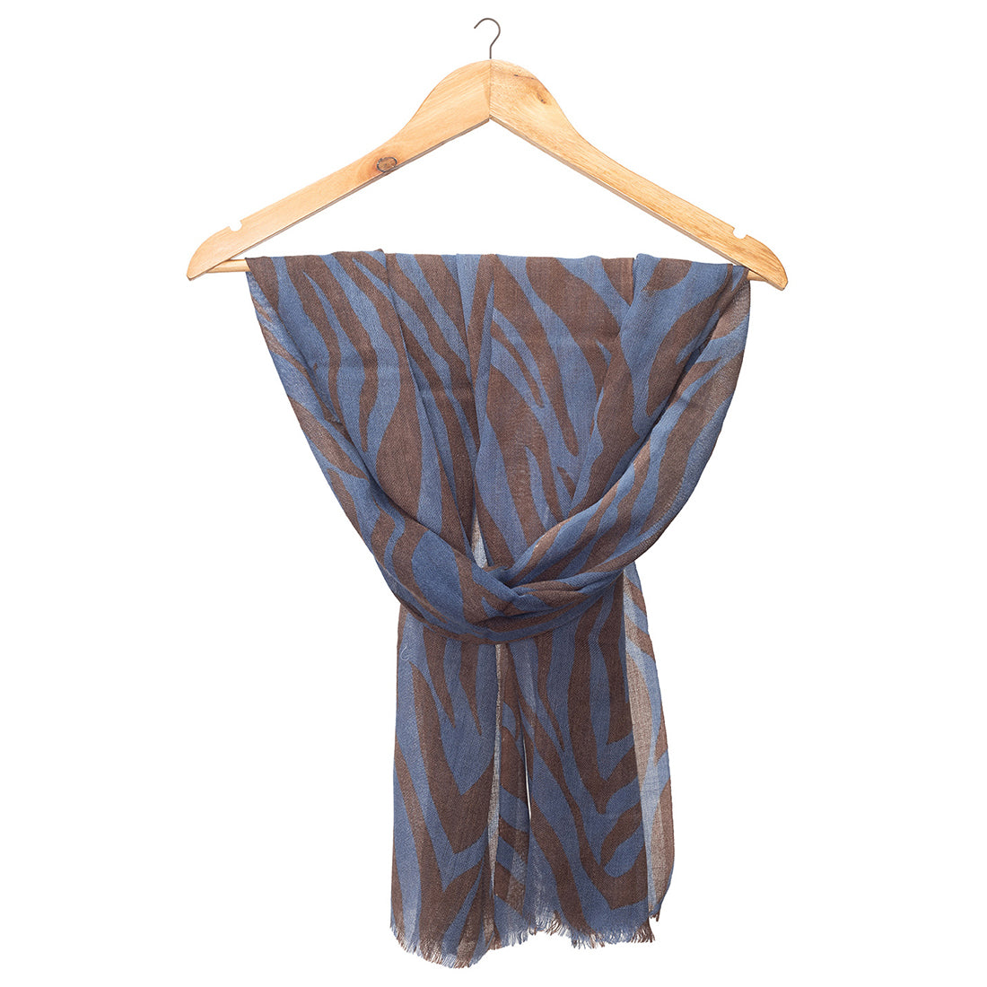 Ayesha Chic And Bold Blue And Brown Zebra Stripe Woolen Scarf