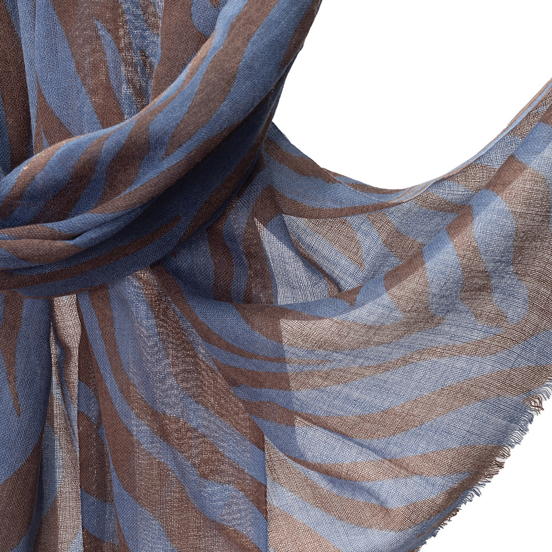 Ayesha Chic And Bold Blue And Brown Zebra Stripe Woolen Scarf