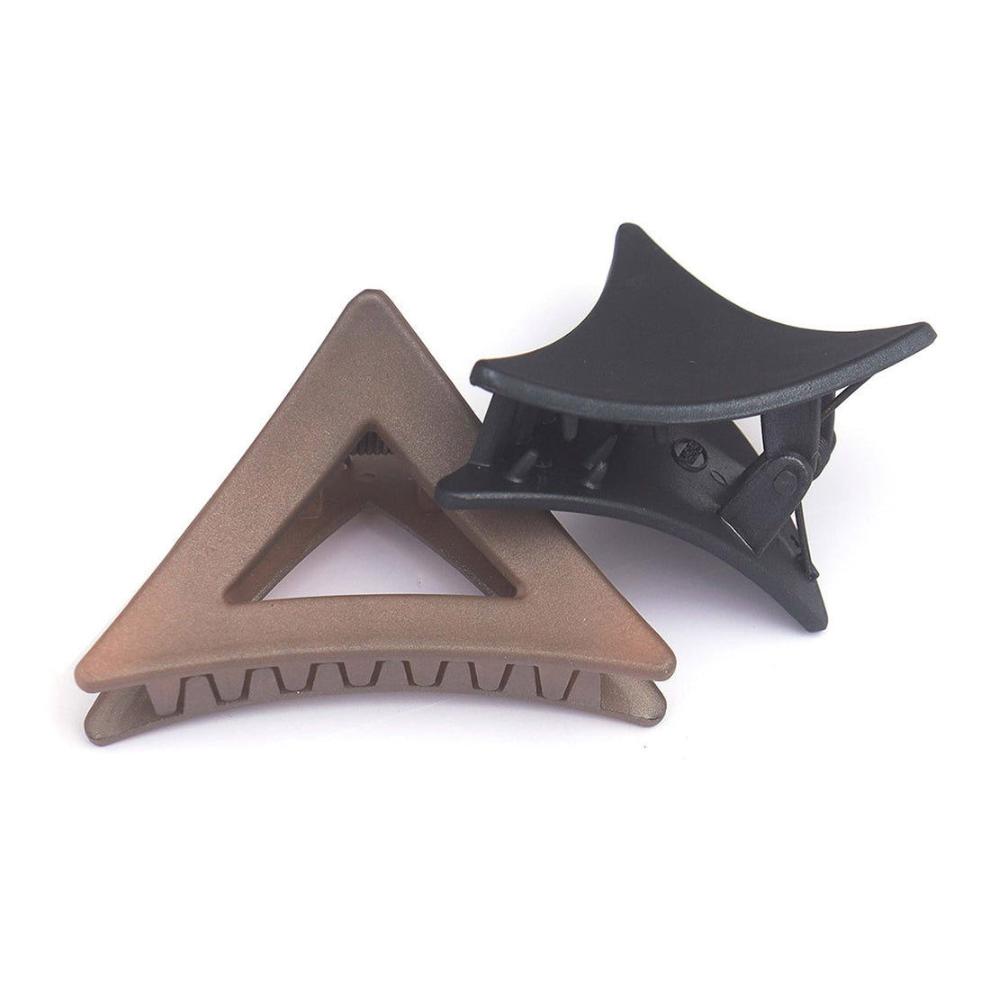 Ayesha Set of 2 Triangle Shaped Hair Clutches: Black and Brown