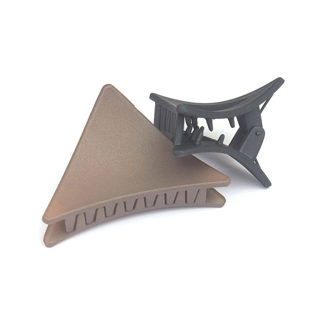Ayesha Set of 2 Triangle Shaped Hair Clutches: Brown and Black