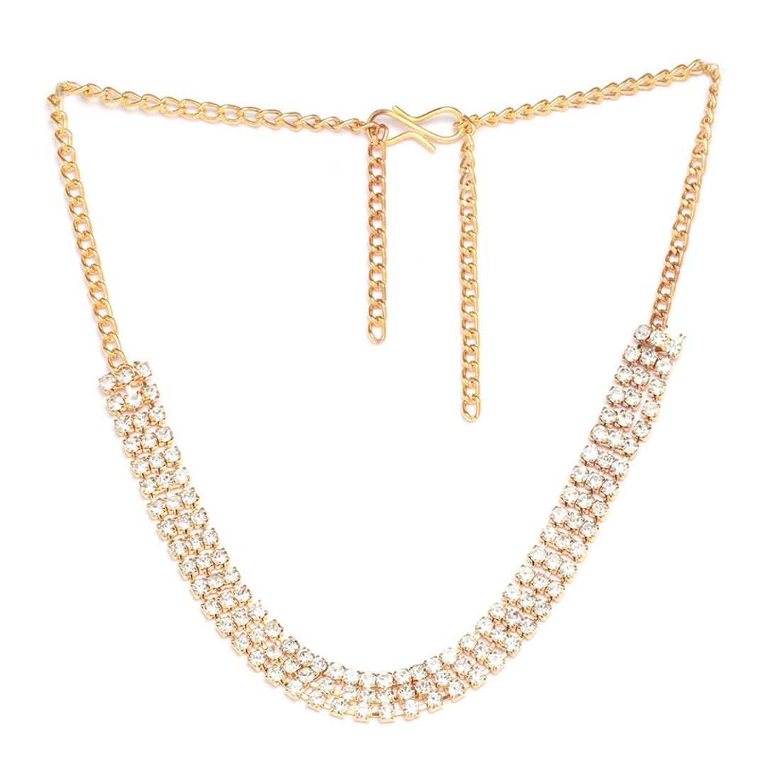 Three-Row Gold Diamonti Choker Necklace
