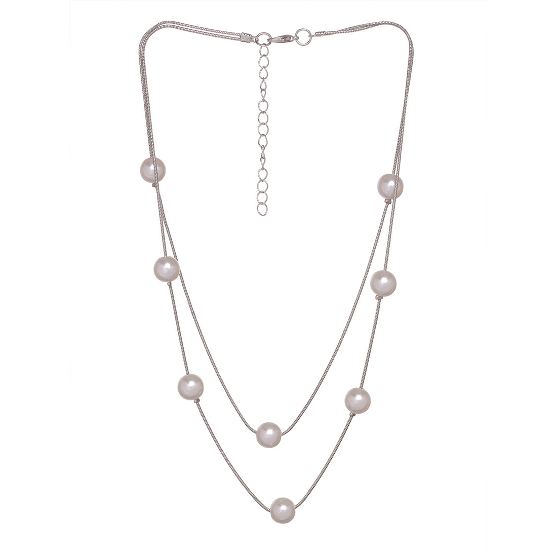Double -Layered Pearl Silver -Toned Necklace