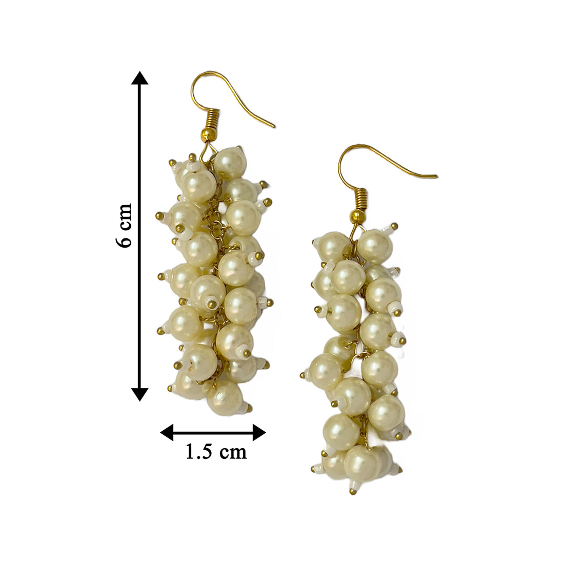 White and Gold Pearl Studded Evening Party Set of Necklace, Earrings & Bracelet for Women