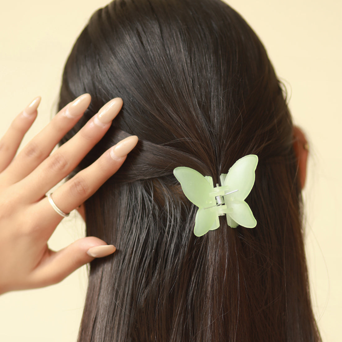 Butterfly Pastel Blue, Pink & White Cool Matte Plastic Hair Claw Clips