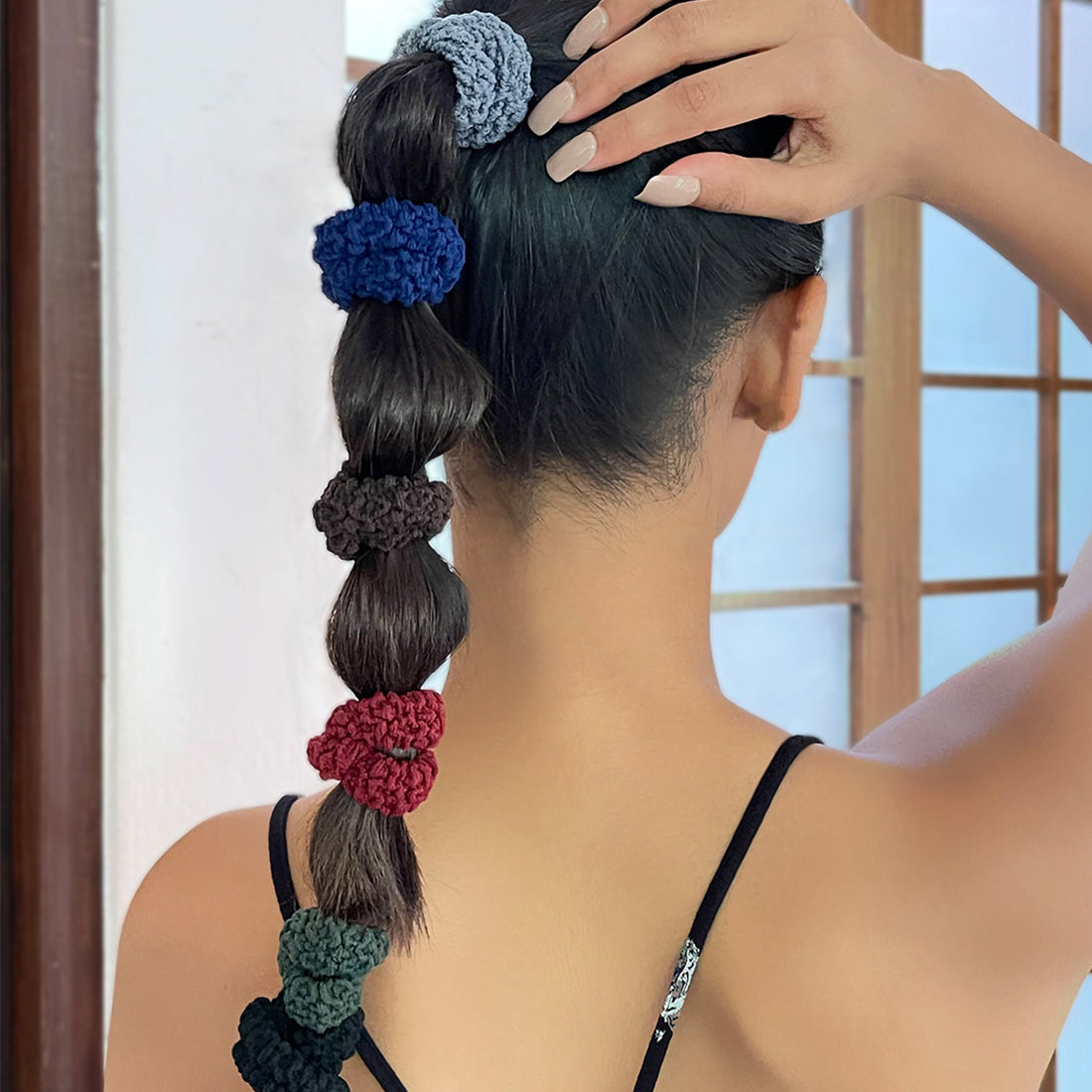 Set Of 6 Trendy Elastic Multicolor Thick Hair Ties