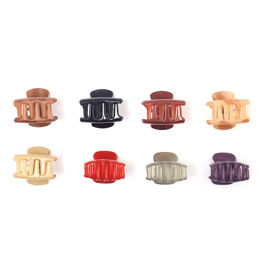 Elegant Eight-Piece Hair Clutch Set 3 Oval & 5 Rectangular Sophistication