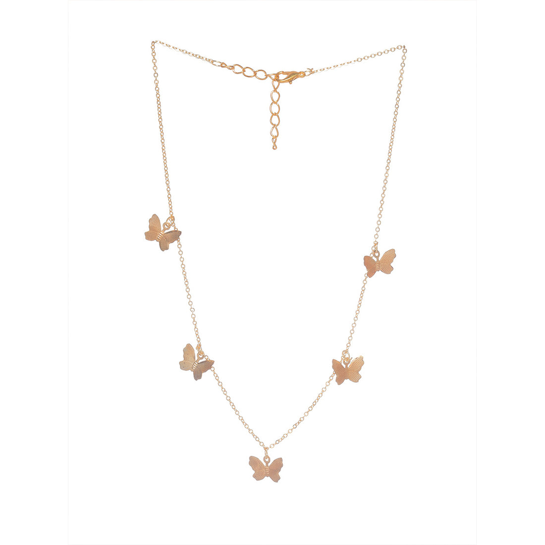 Butterfluies Single Layer Dainty Gold Necklace - Multiple Flying Butterflies