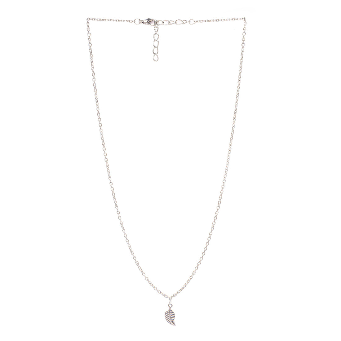 Elegant Silver-Toned Leaf Pendant Necklace