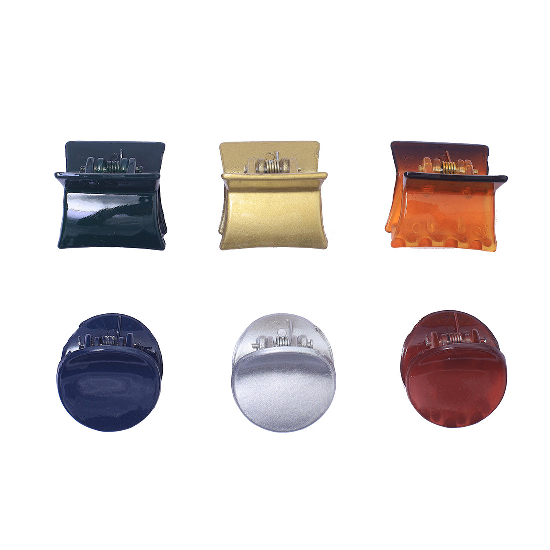 Chic Assorted Hair Clutch Set 3 Rectangular And 3 Round Elegance