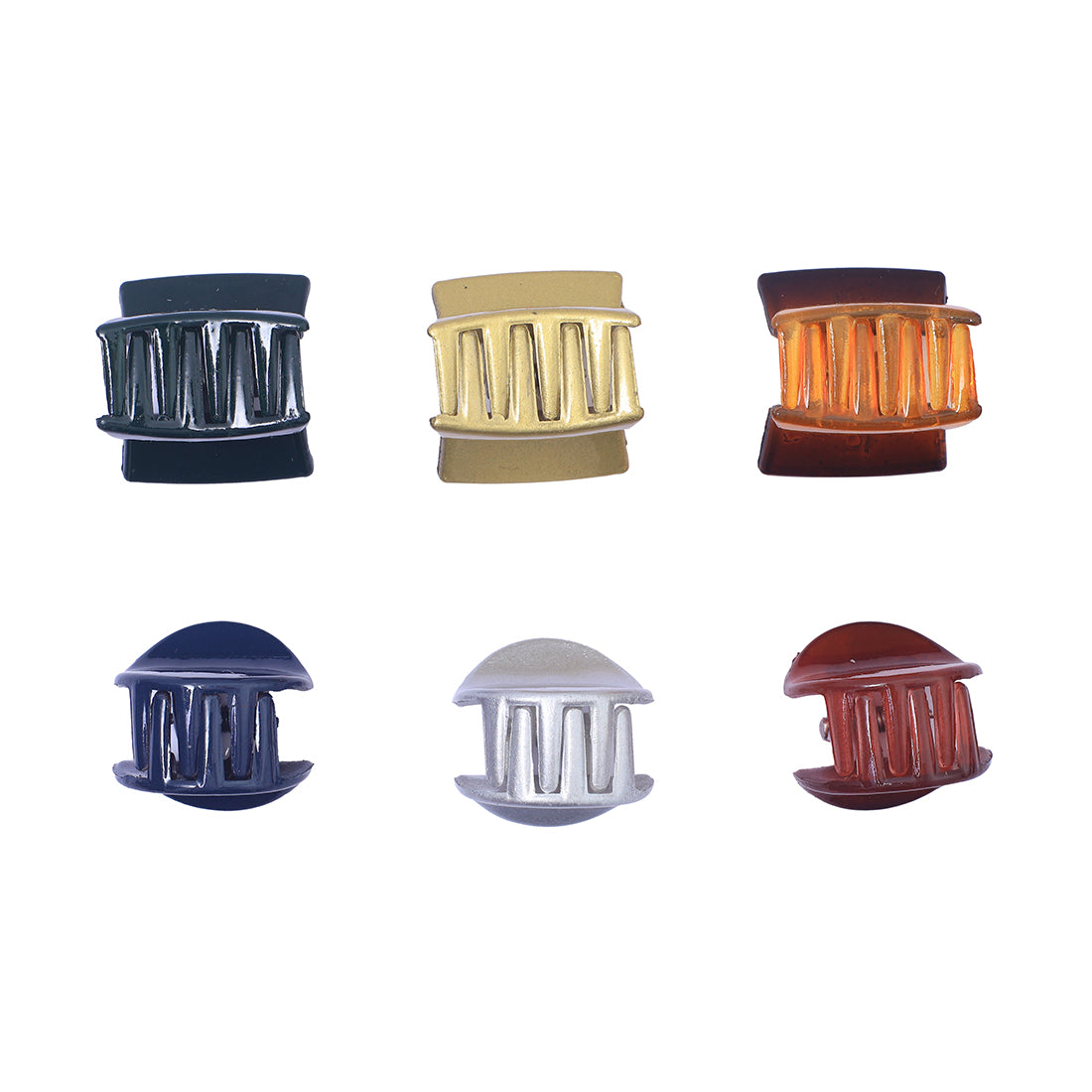 Chic Assorted Hair Clutch Set 3 Rectangular And 3 Round Elegance