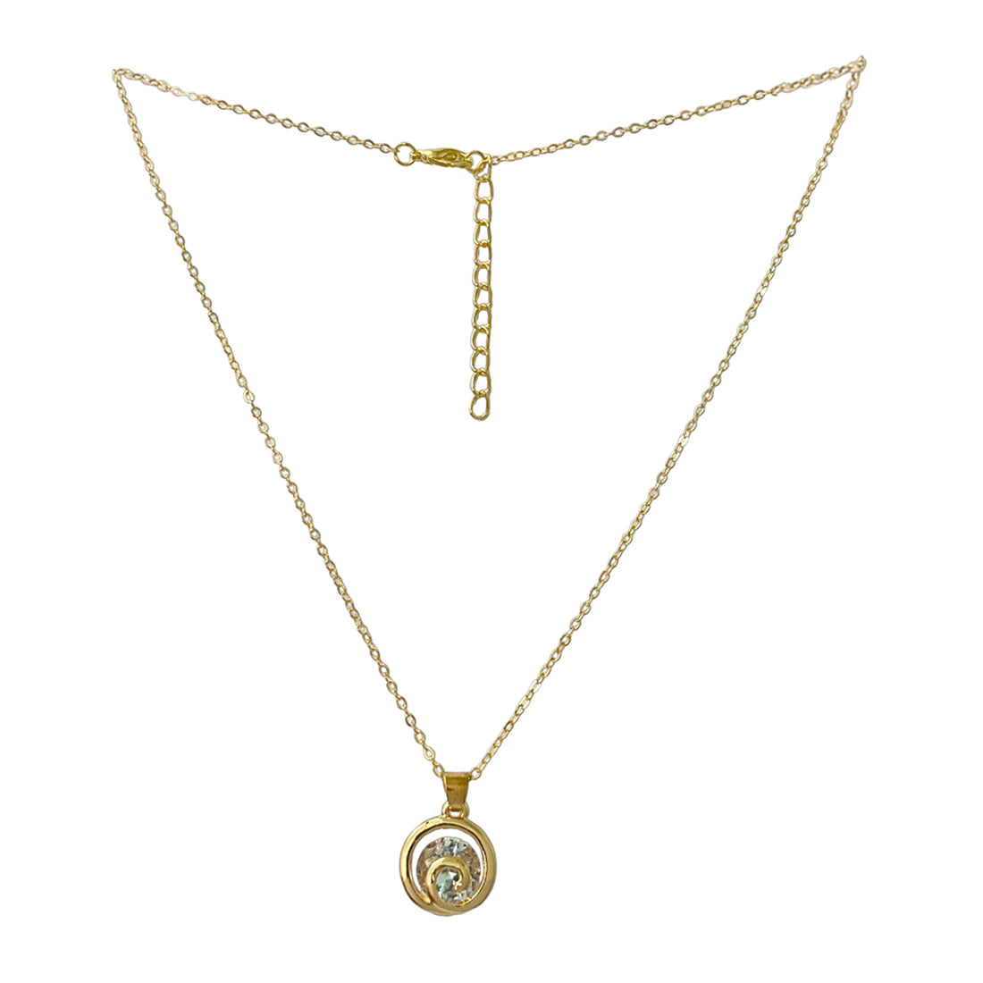 Ayesha Mini Spiral with Diamante Stud Pendant Gold-Toned Necklace