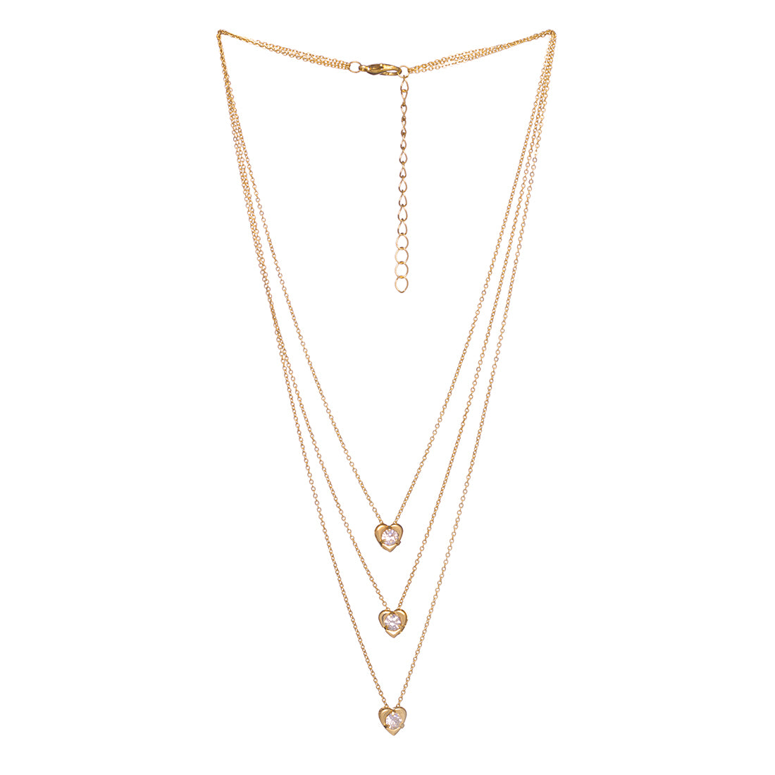 Three-Layered Gold Heart-Shaped Pendant Necklace