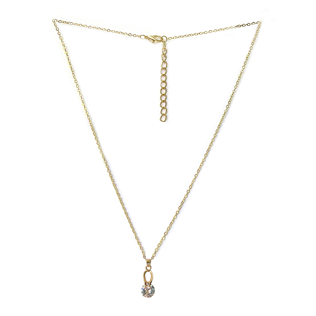 Teardrop Diamante Studded Rose Gold Mini Pendant Necklace