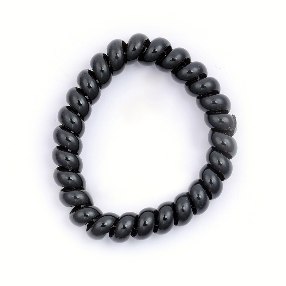 Ayesha Durable set of two black rubber bands with a unique telephone wire design.