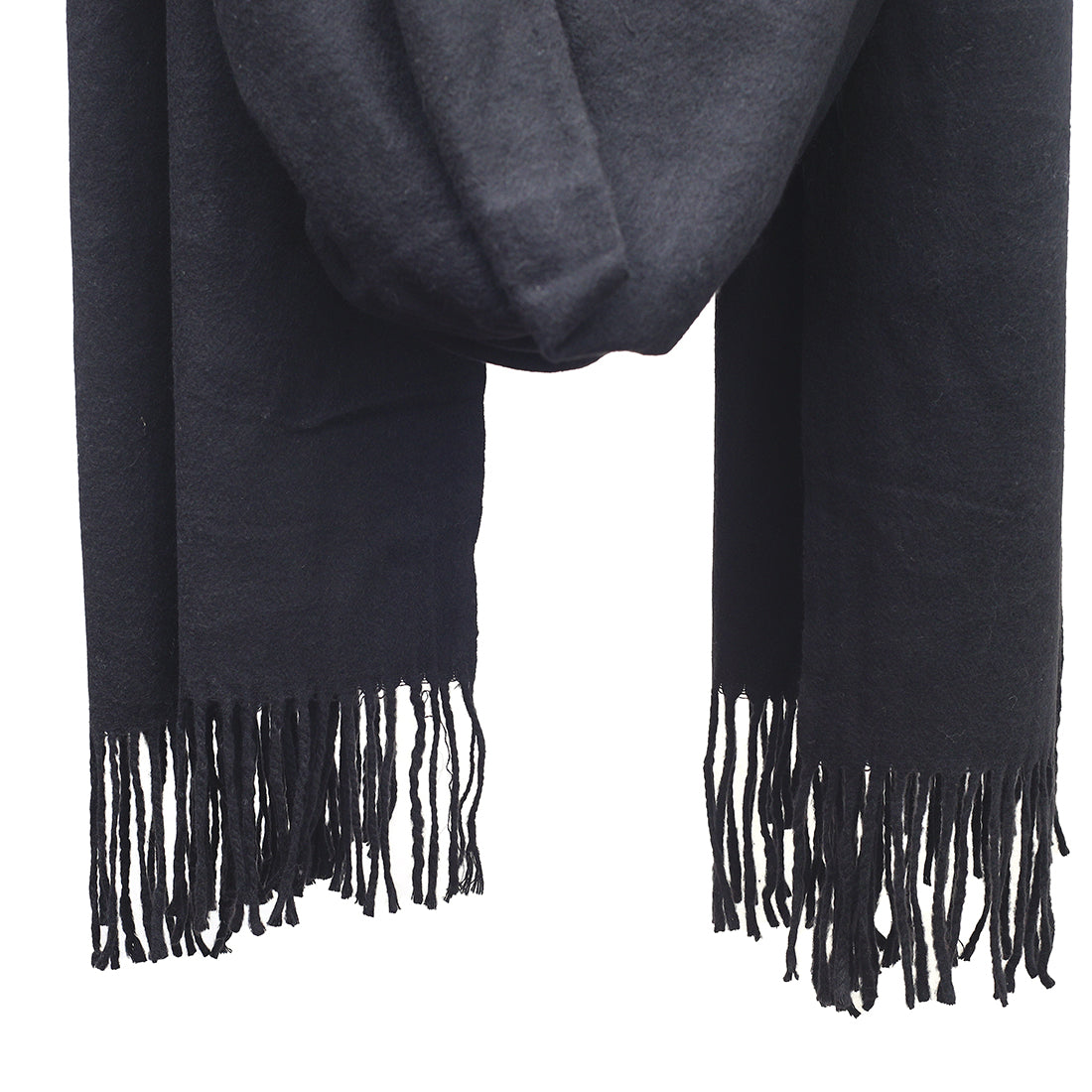 Ayesha Classic Black Winter Scarf With Fringes