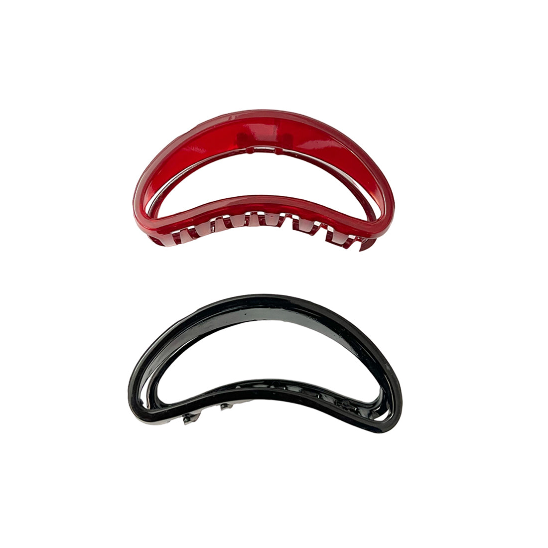 Set of 2 Oversized Banana Maroon & Black Curved Claw Clips