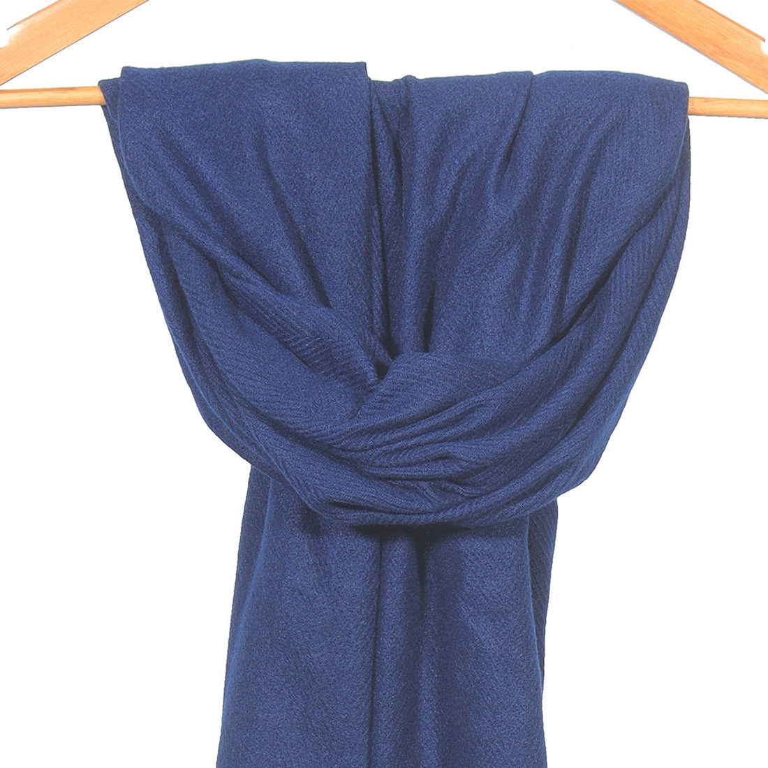 Blue Acrylic Winter Scarf with Long Fringes