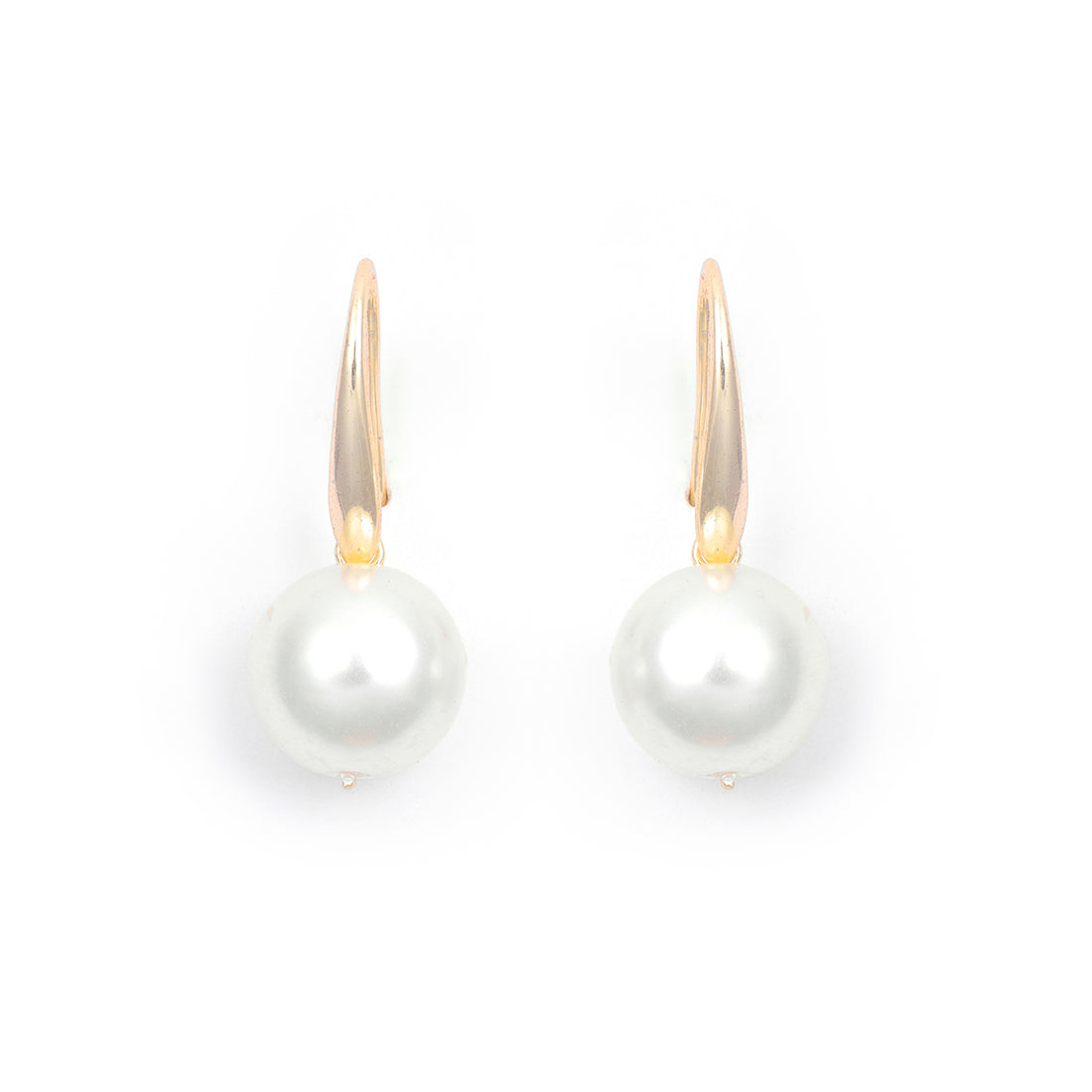 Minimalist Gold Earrings With A Prominent, Single Big Pearl.