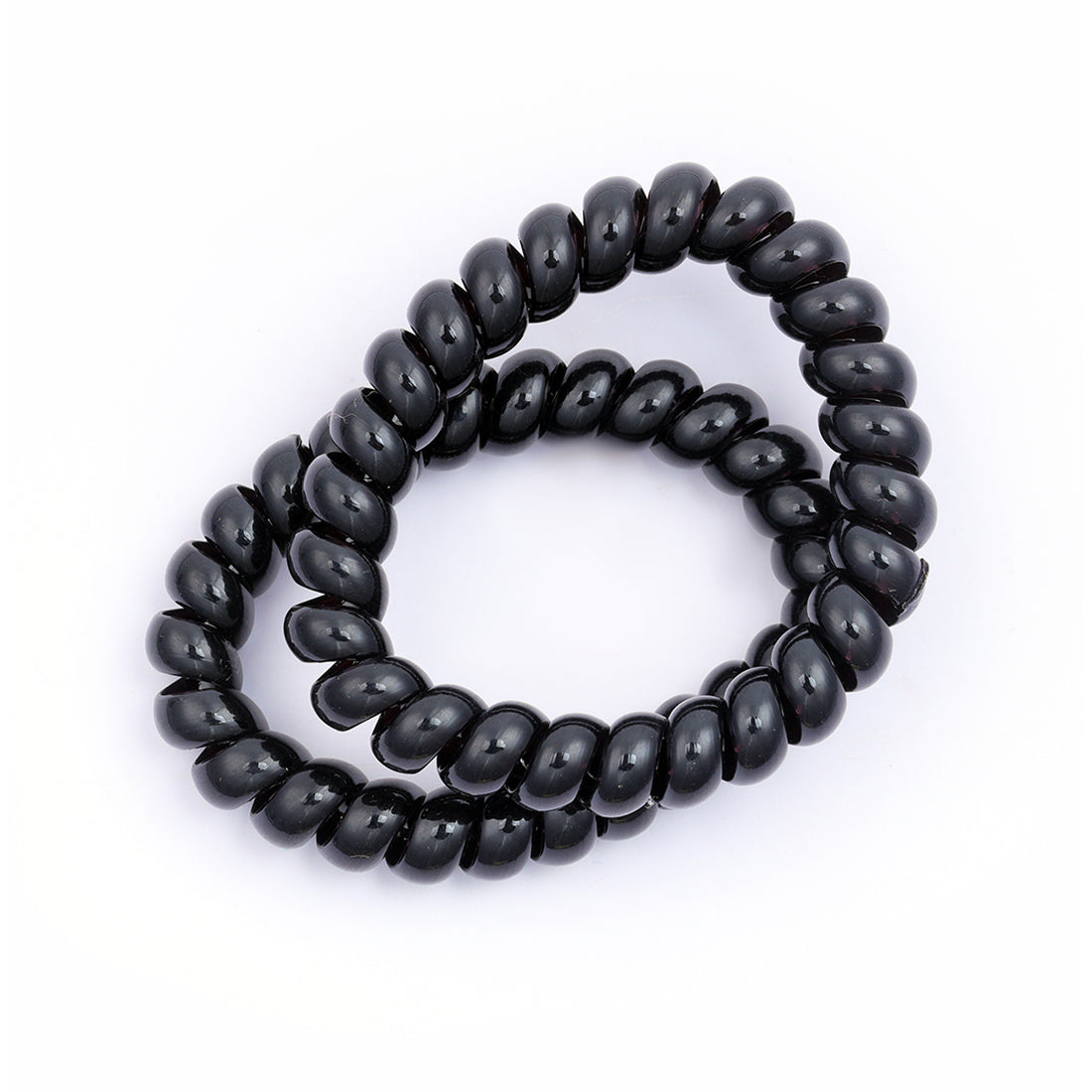 Ayesha Durable set of two black rubber bands with a unique telephone wire design.