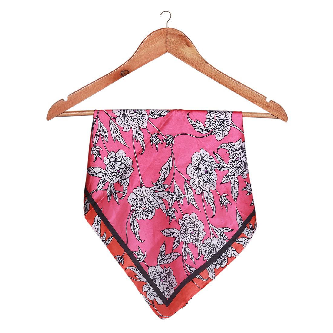 Pink & Red Floral Satin Scarf