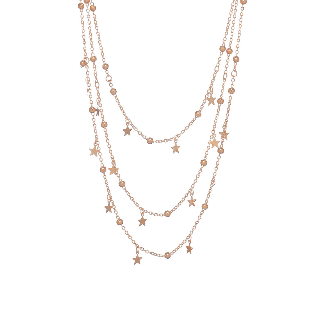 Contemporary Triple Layer Gold Party Necklace