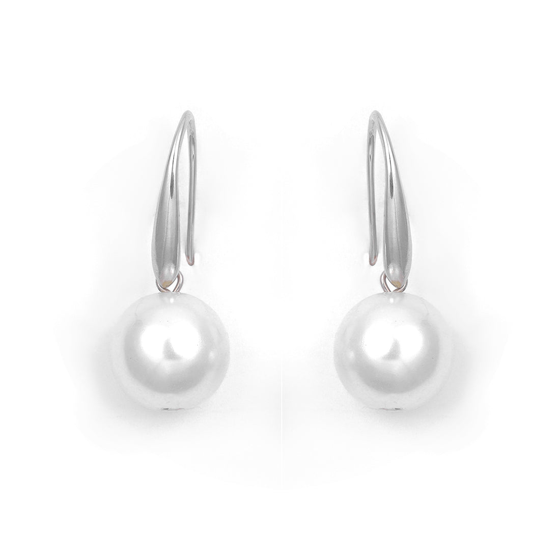 Minimalist Silver Earrings Featuring A Striking, Large Pearl.