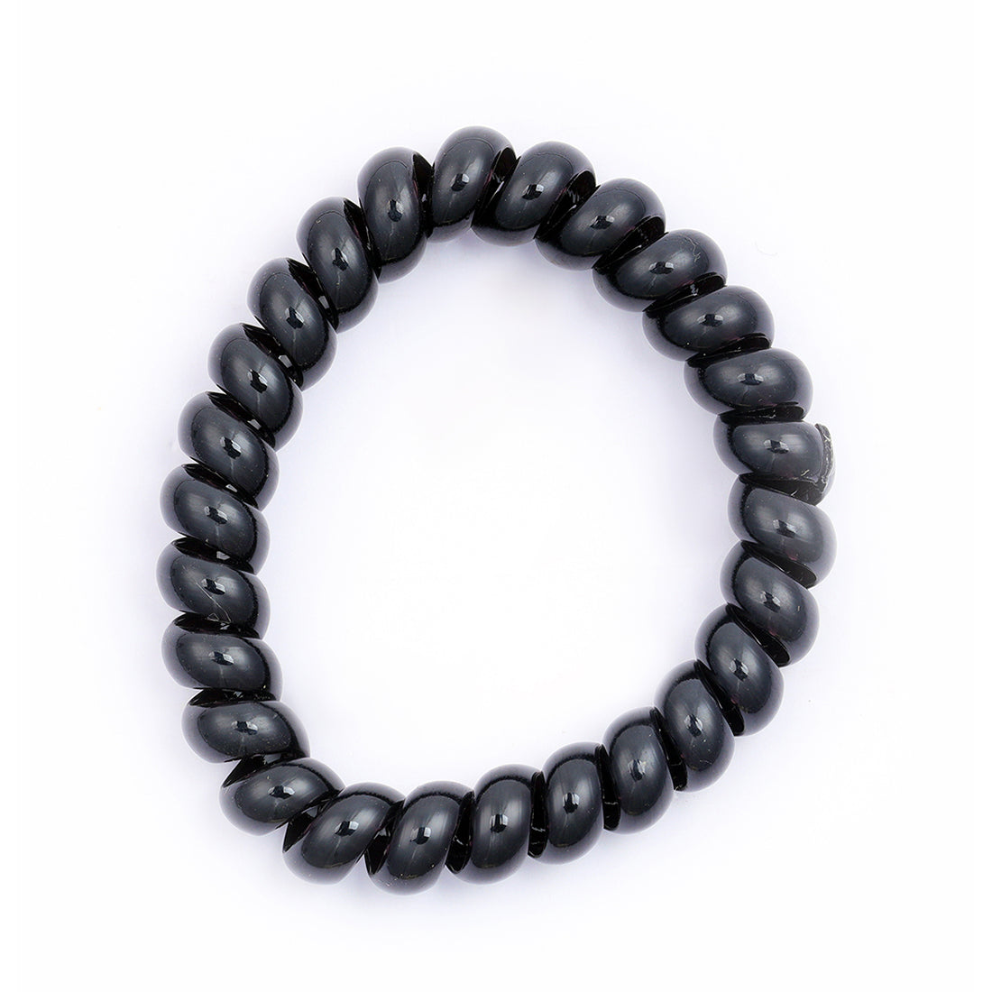 Ayesha Durable set of two black rubber bands with a unique telephone wire design.