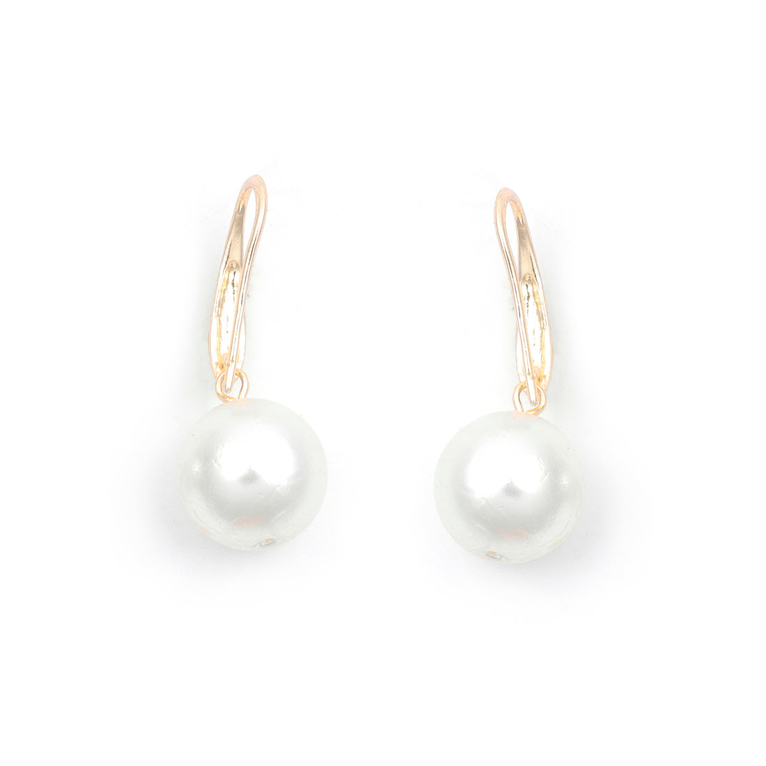 Minimalist Gold Earrings With A Prominent, Single Big Pearl.